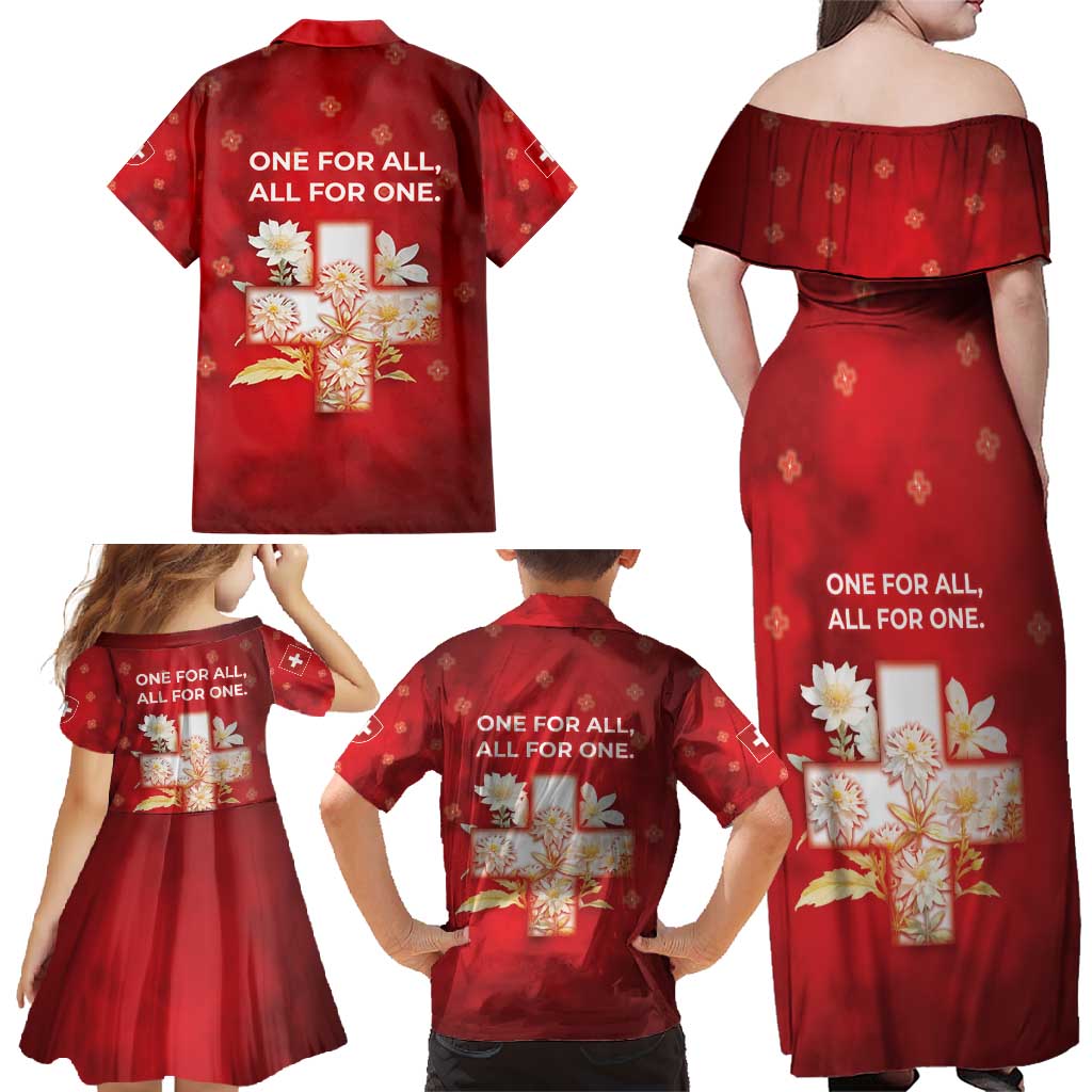 Switzerland Family Matching Off Shoulder Maxi Dress and Hawaiian Shirt One For All All For One - Wonder Print Shop