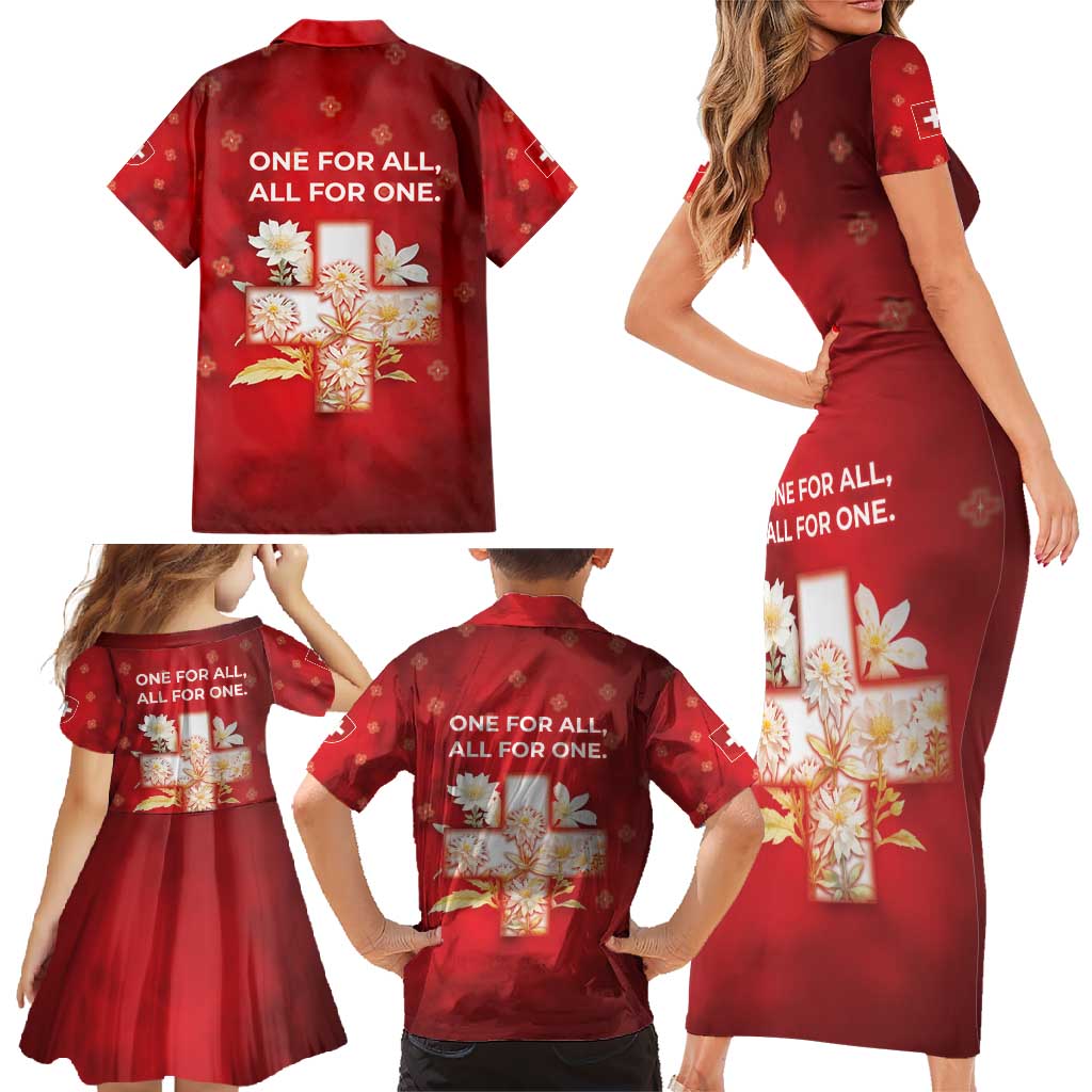 Switzerland Family Matching Short Sleeve Bodycon Dress and Hawaiian Shirt One For All All For One - Wonder Print Shop
