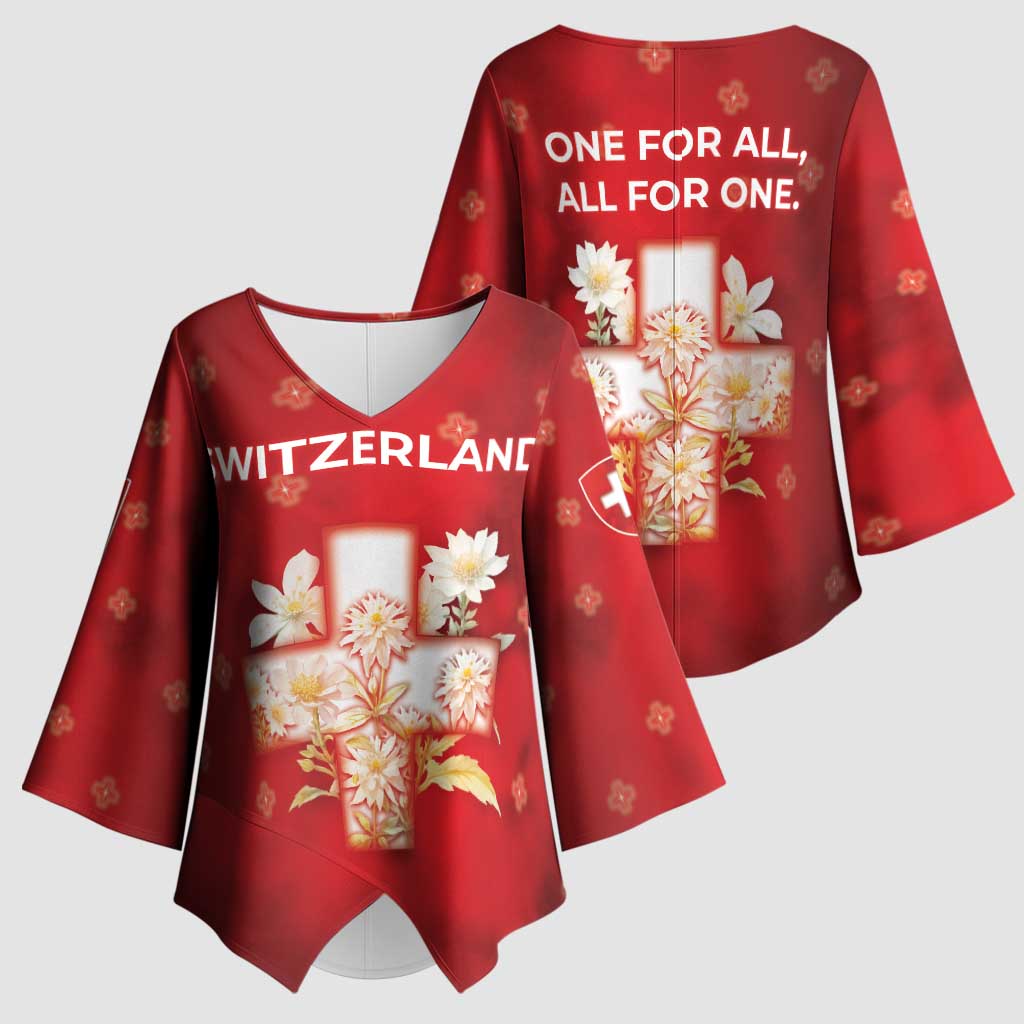 Switzerland Kimono Sleeve Blouse One For All All For One - Wonder Print Shop