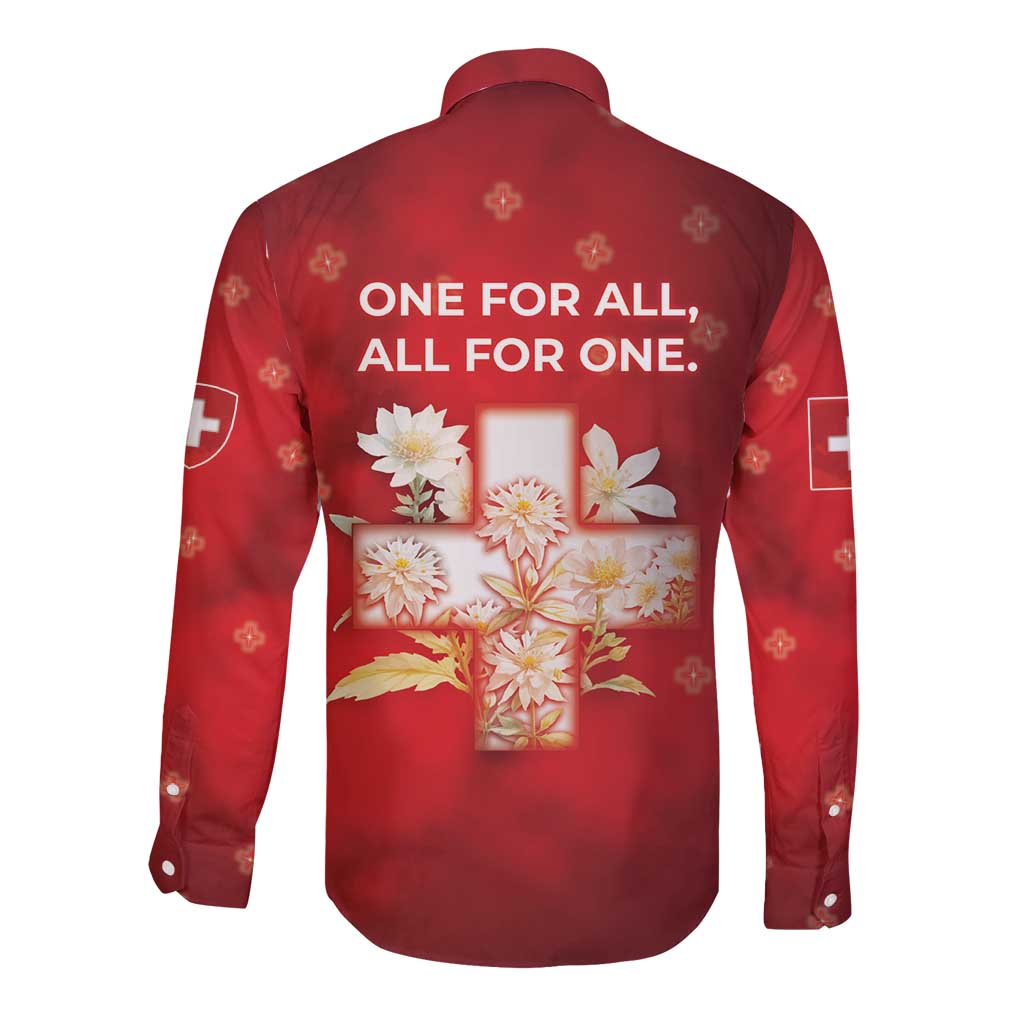 Switzerland Long Sleeve Button Shirt One For All All For One - Wonder Print Shop