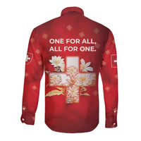 Switzerland Long Sleeve Button Shirt One For All All For One - Wonder Print Shop