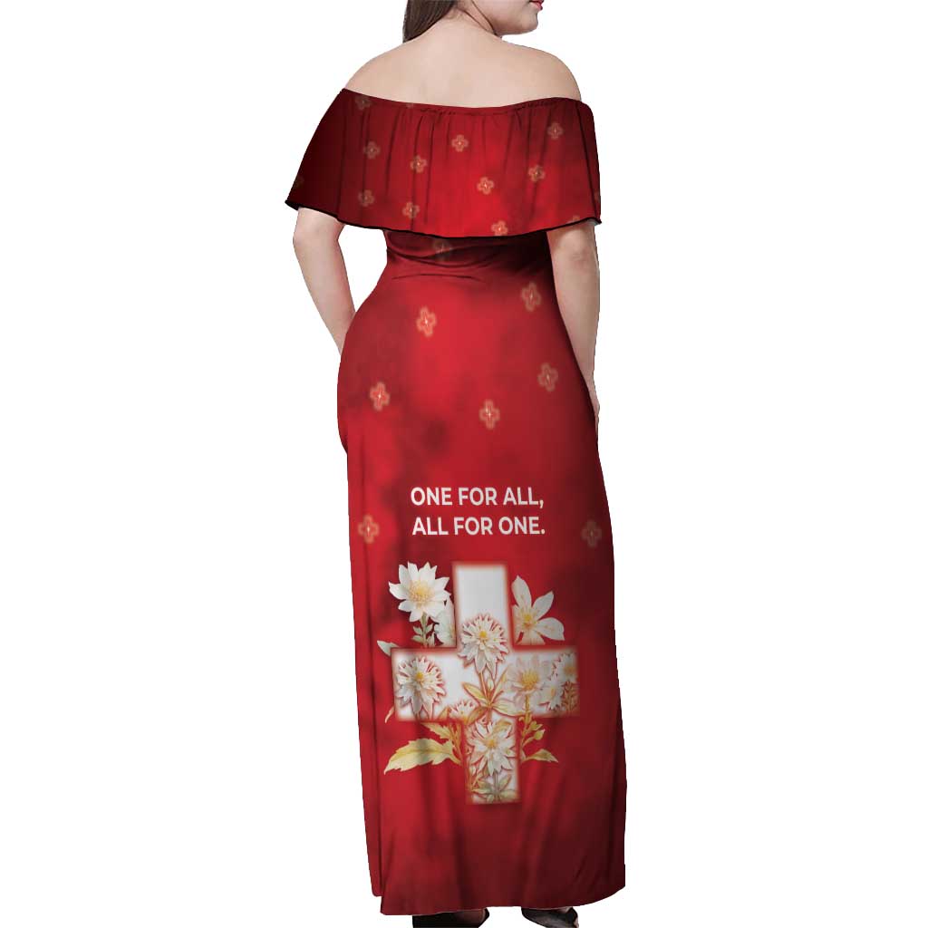 Switzerland Off Shoulder Maxi Dress One For All All For One - Wonder Print Shop