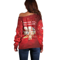 Switzerland Off Shoulder Sweater One For All All For One - Wonder Print Shop