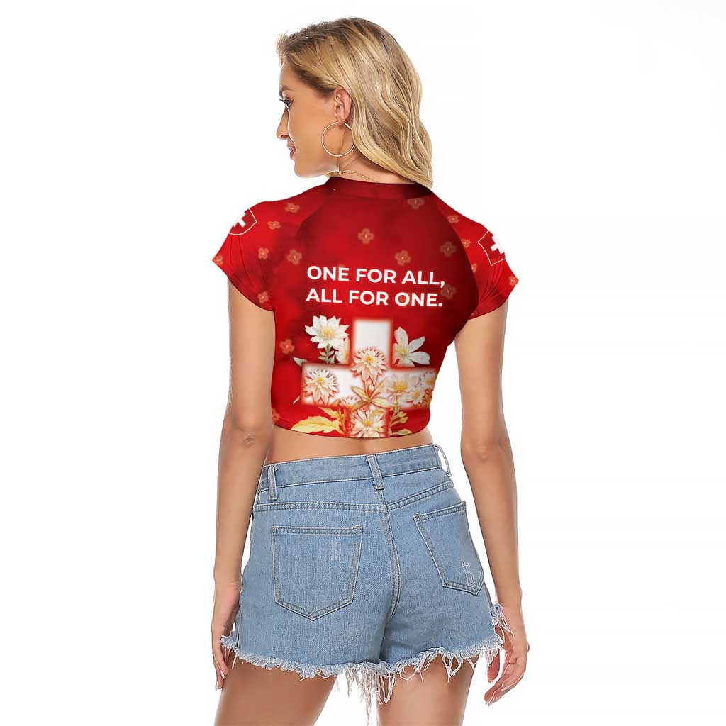 Switzerland Raglan Cropped T Shirt One For All All For One - Wonder Print Shop