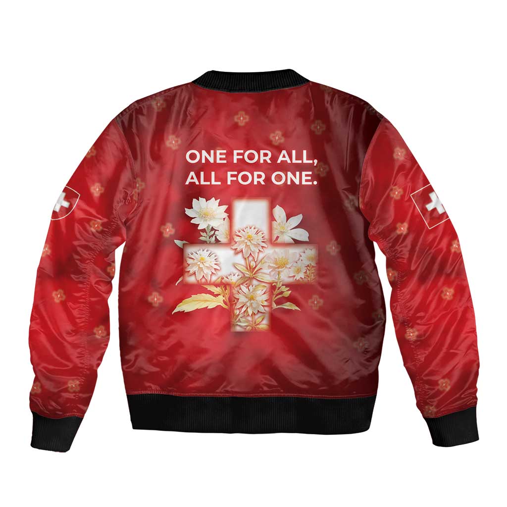 Switzerland Sleeve Zip Bomber Jacket One For All All For One - Wonder Print Shop