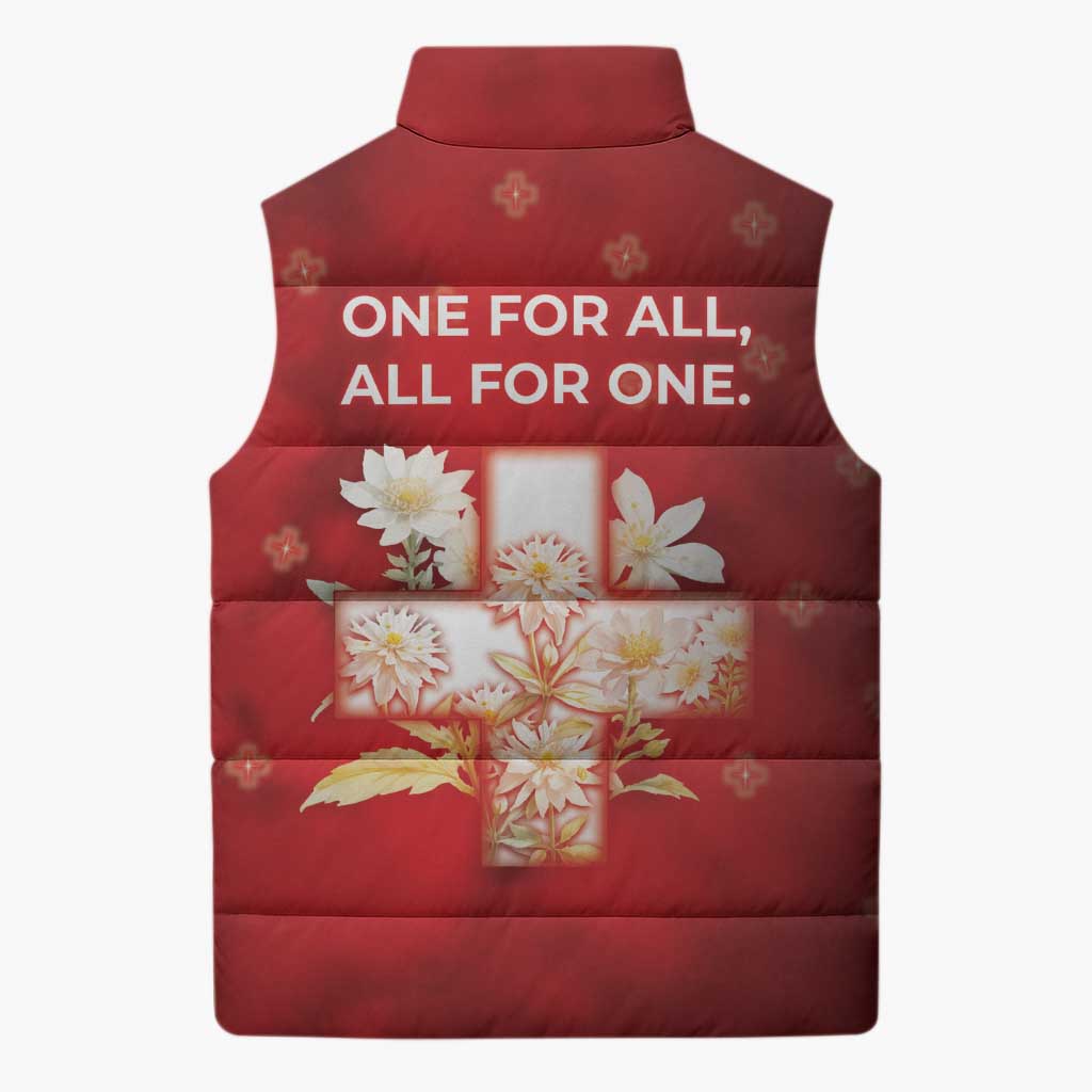 Switzerland Sleeveless Puffer Jacket One For All All For One - Wonder Print Shop