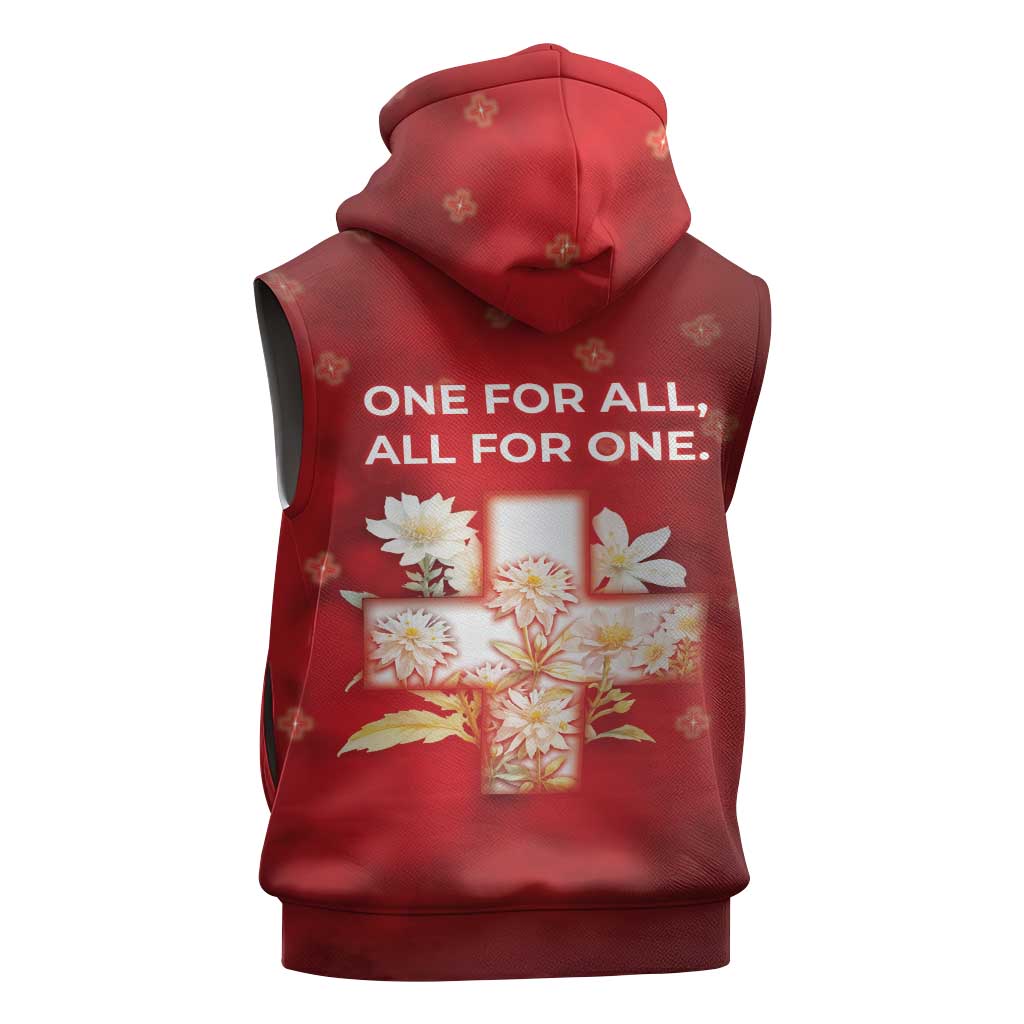 Switzerland Sleeveless Zip Hoodie One For All All For One - Wonder Print Shop