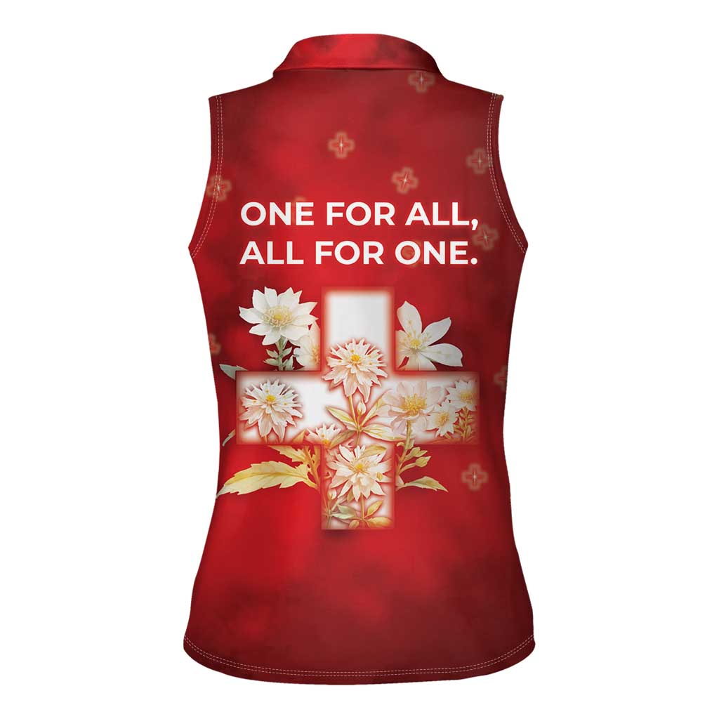 Switzerland Women Sleeveless Polo Shirt One For All All For One - Wonder Print Shop