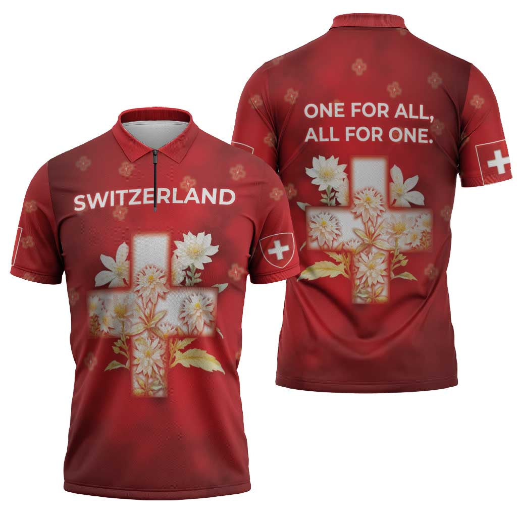 Switzerland Zipper Polo Shirt One For All All For One - Wonder Print Shop