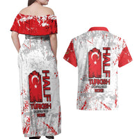 Turkey Couples Matching Off Shoulder Maxi Dress and Hawaiian Shirt Half Turkish Is Better Than None - Wonder Print Shop
