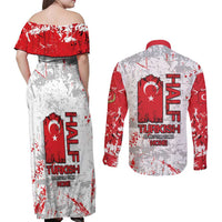 Turkey Couples Matching Off Shoulder Maxi Dress and Long Sleeve Button Shirt Half Turkish Is Better Than None - Wonder Print Shop