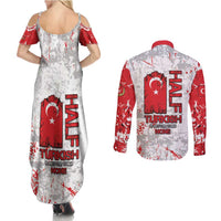 Turkey Couples Matching Summer Maxi Dress and Long Sleeve Button Shirt Half Turkish Is Better Than None - Wonder Print Shop