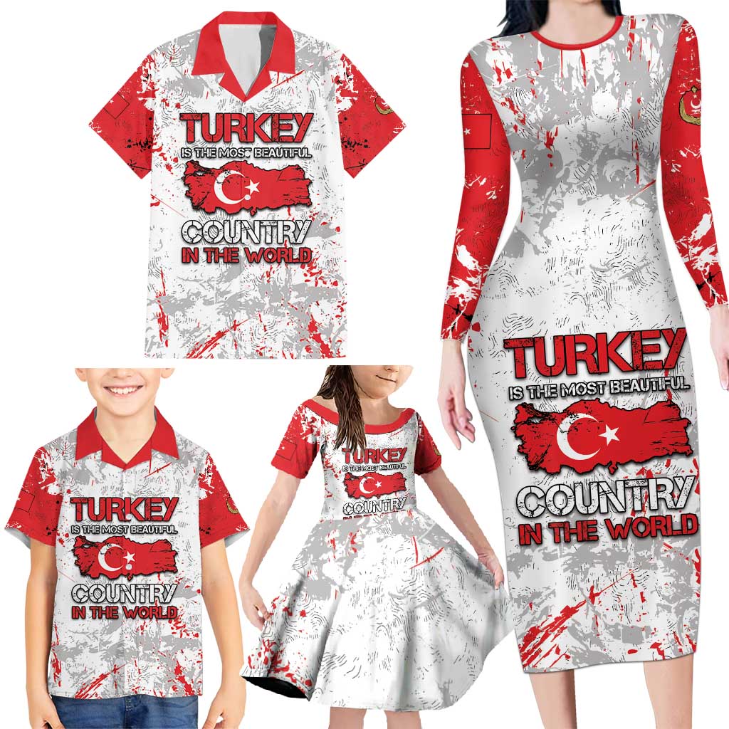 Turkey Family Matching Long Sleeve Bodycon Dress and Hawaiian Shirt Half Turkish Is Better Than None - Wonder Print Shop