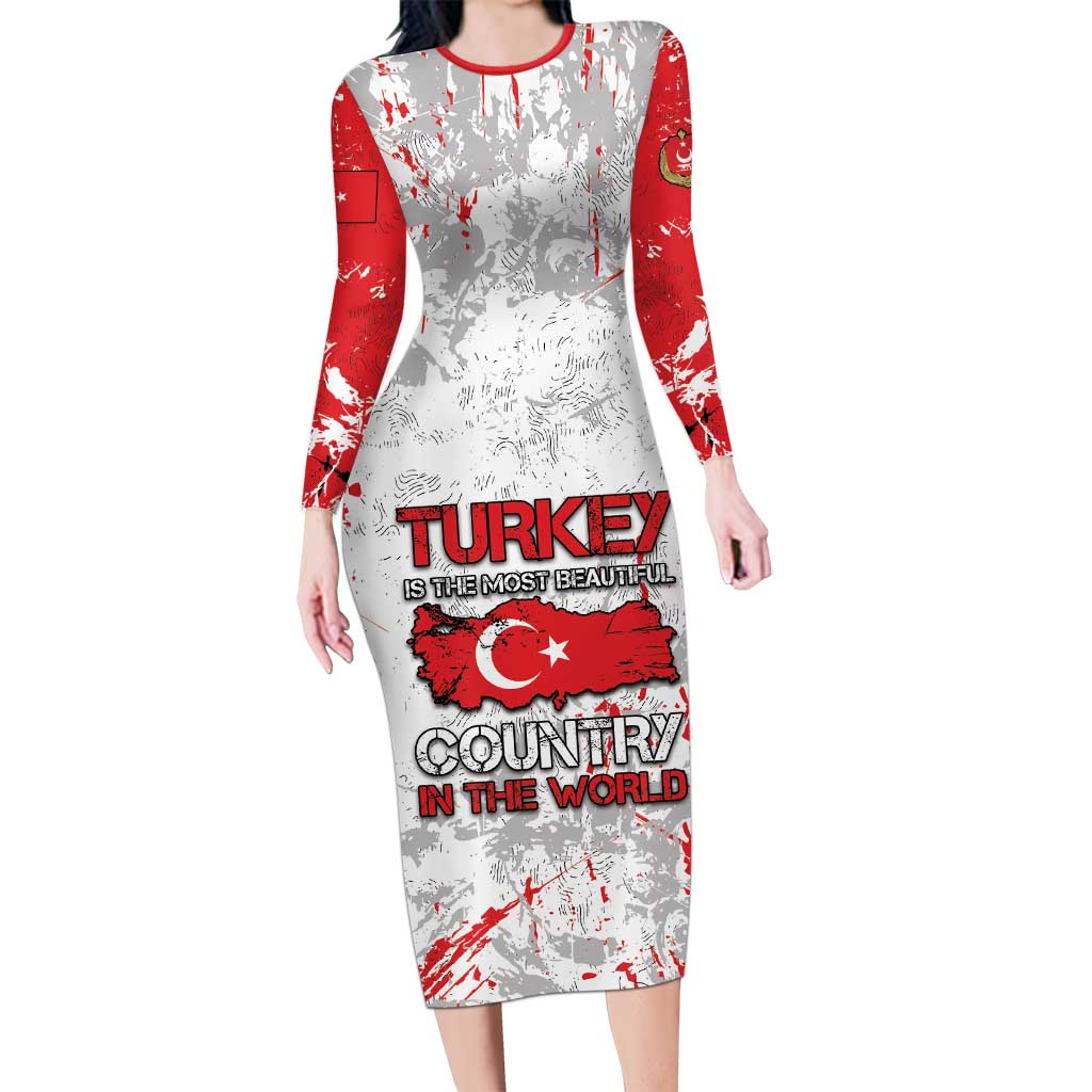Turkey Family Matching Long Sleeve Bodycon Dress and Hawaiian Shirt Half Turkish Is Better Than None - Wonder Print Shop