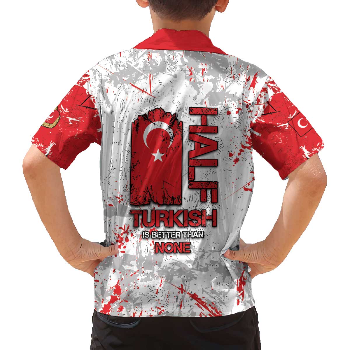 Turkey Family Matching Off The Shoulder Long Sleeve Dress and Hawaiian Shirt Half Turkish Is Better Than None - Wonder Print Shop