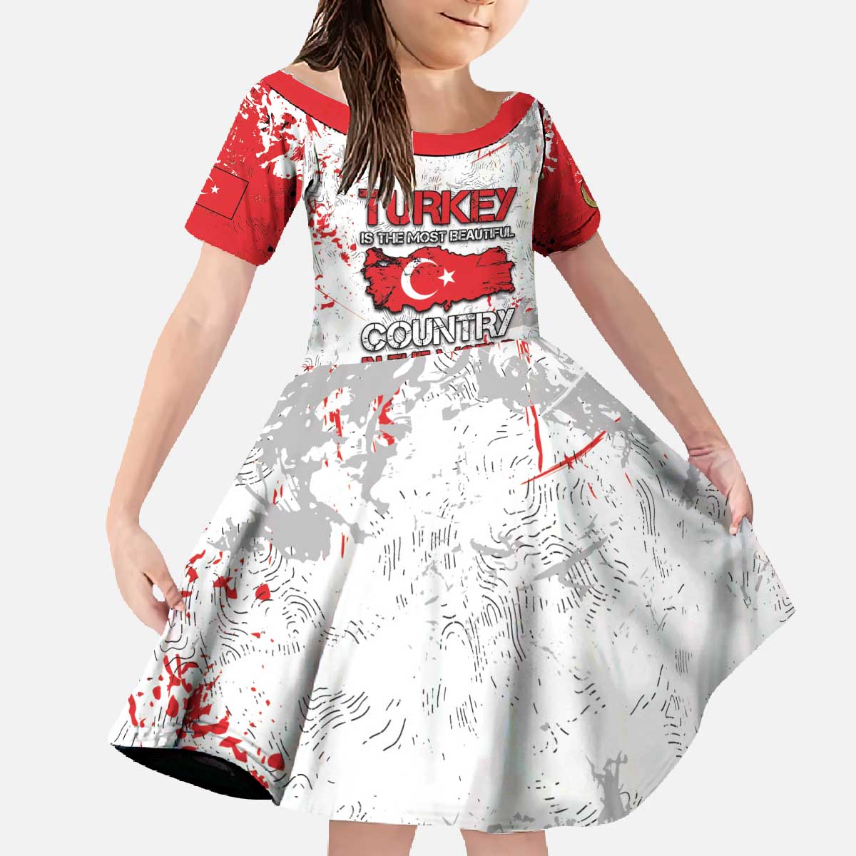 Turkey Family Matching Off The Shoulder Long Sleeve Dress and Hawaiian Shirt Half Turkish Is Better Than None - Wonder Print Shop