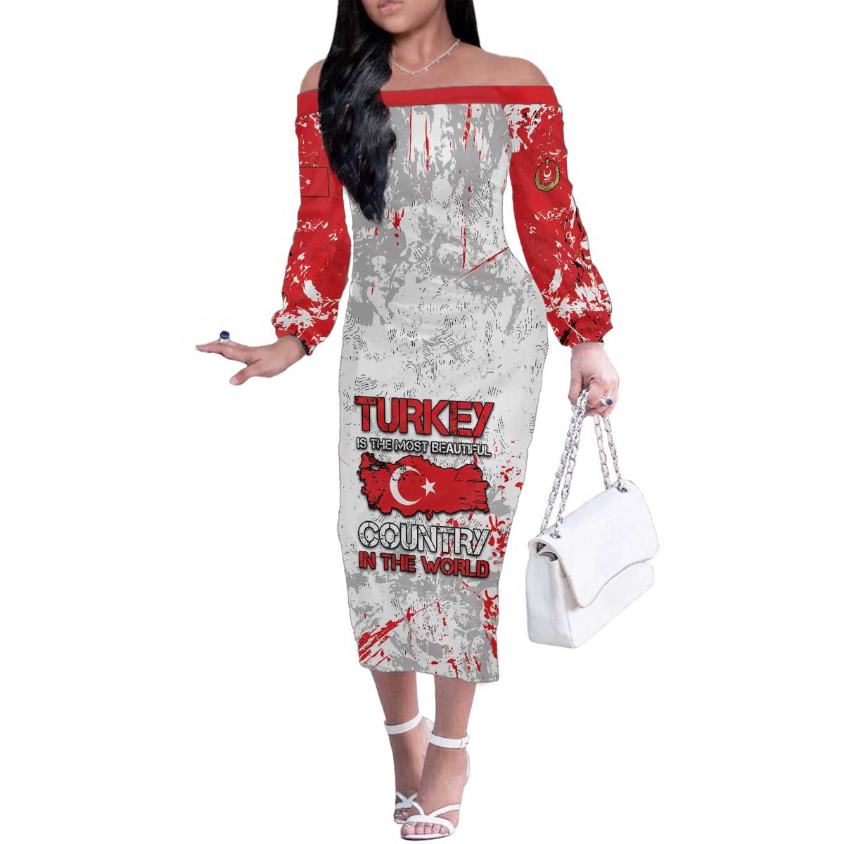 Turkey Family Matching Off The Shoulder Long Sleeve Dress and Hawaiian Shirt Half Turkish Is Better Than None - Wonder Print Shop