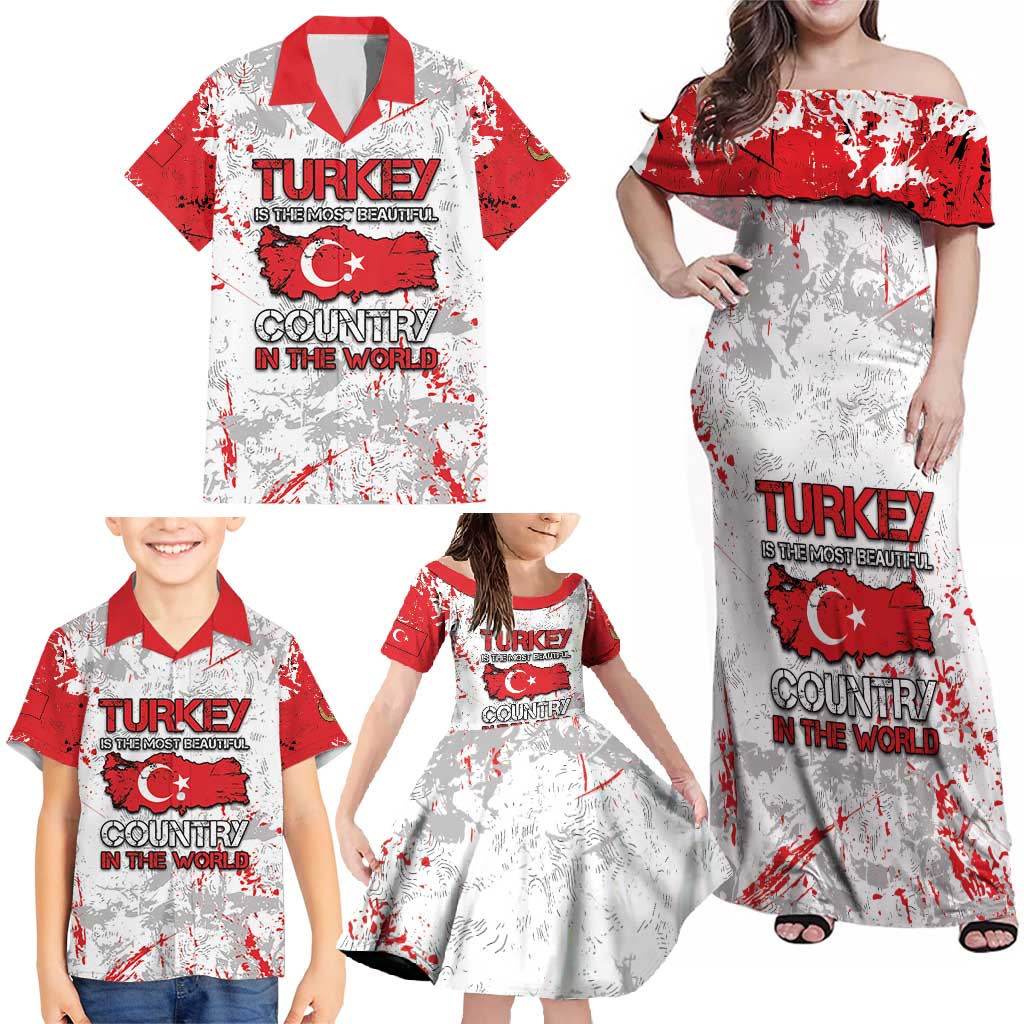 Turkey Family Matching Off Shoulder Maxi Dress and Hawaiian Shirt Half Turkish Is Better Than None - Wonder Print Shop