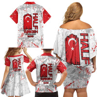 Turkey Family Matching Off Shoulder Short Dress and Hawaiian Shirt Half Turkish Is Better Than None - Wonder Print Shop