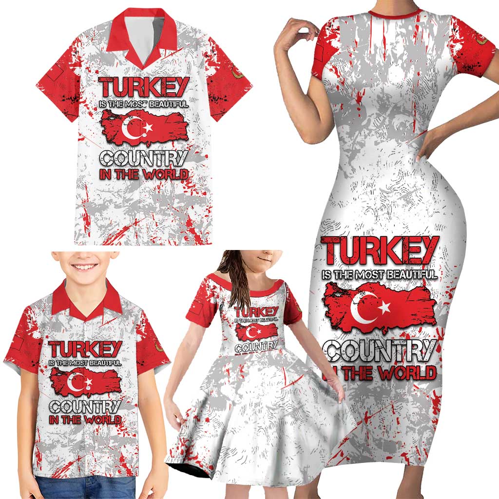 Turkey Family Matching Short Sleeve Bodycon Dress and Hawaiian Shirt Half Turkish Is Better Than None - Wonder Print Shop