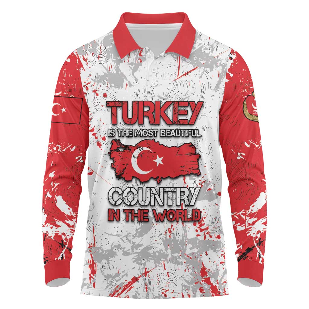 Turkey Long Sleeve Polo Shirt Half Turkish Is Better Than None - Wonder Print Shop
