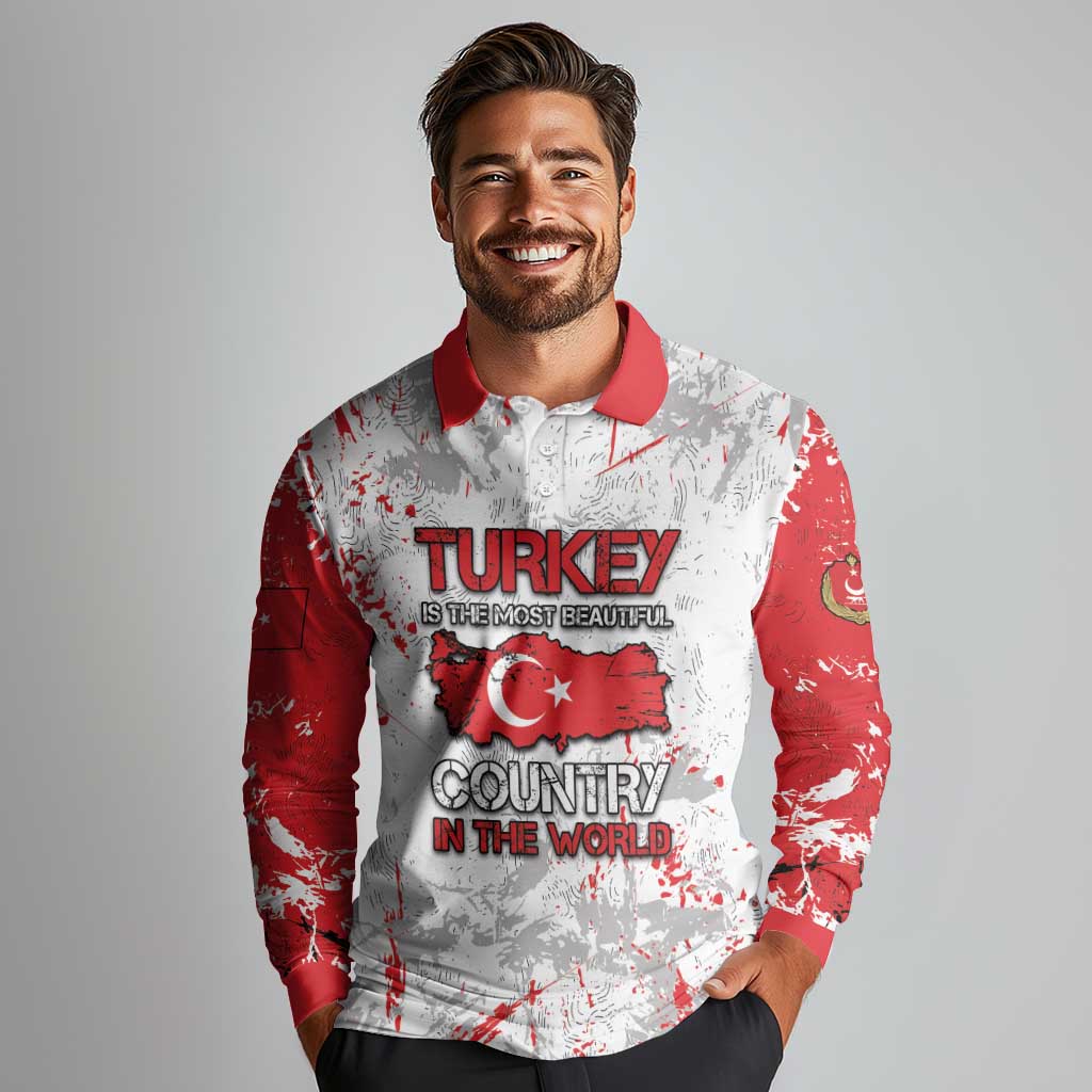 Turkey Long Sleeve Polo Shirt Half Turkish Is Better Than None - Wonder Print Shop