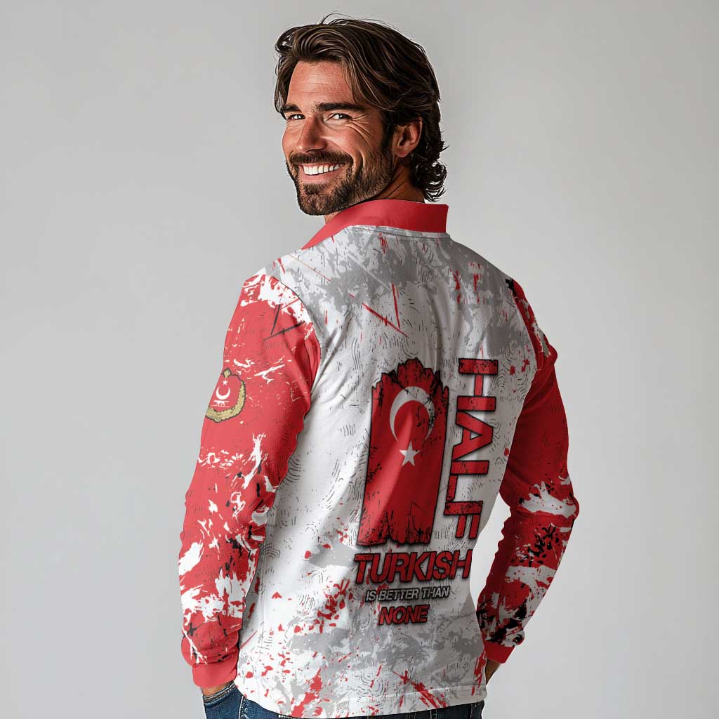 Turkey Long Sleeve Polo Shirt Half Turkish Is Better Than None - Wonder Print Shop