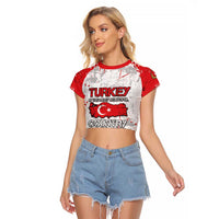 Turkey Raglan Cropped T Shirt Half Turkish Is Better Than None - Wonder Print Shop