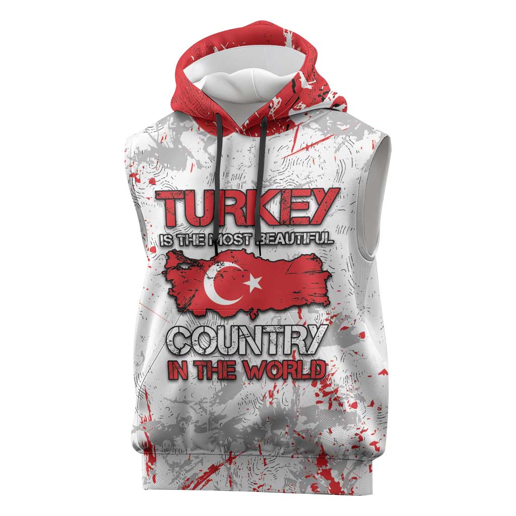Turkey Sleeveless Hoodie Half Turkish Is Better Than None - Wonder Print Shop