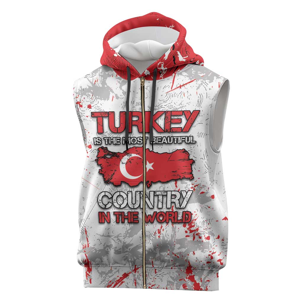 Turkey Sleeveless Zip Hoodie Half Turkish Is Better Than None - Wonder Print Shop