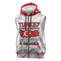 Turkey Sleeveless Zip Hoodie Half Turkish Is Better Than None - Wonder Print Shop