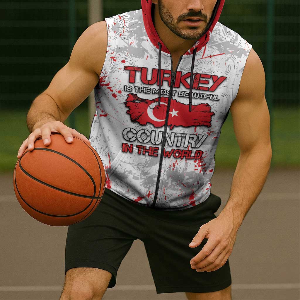 Turkey Sleeveless Zip Hoodie Half Turkish Is Better Than None - Wonder Print Shop