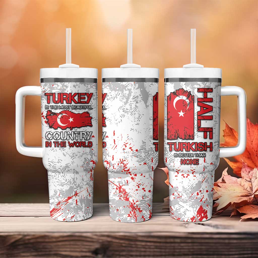 Turkey Tumbler With Handle Half Turkish Is Better Than None - Wonder Print Shop