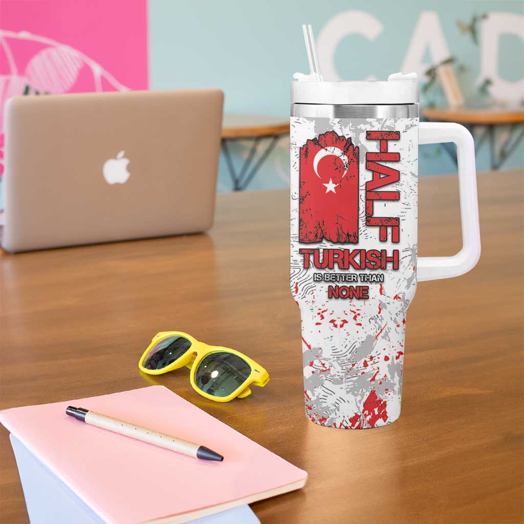 Turkey Tumbler With Handle Half Turkish Is Better Than None - Wonder Print Shop