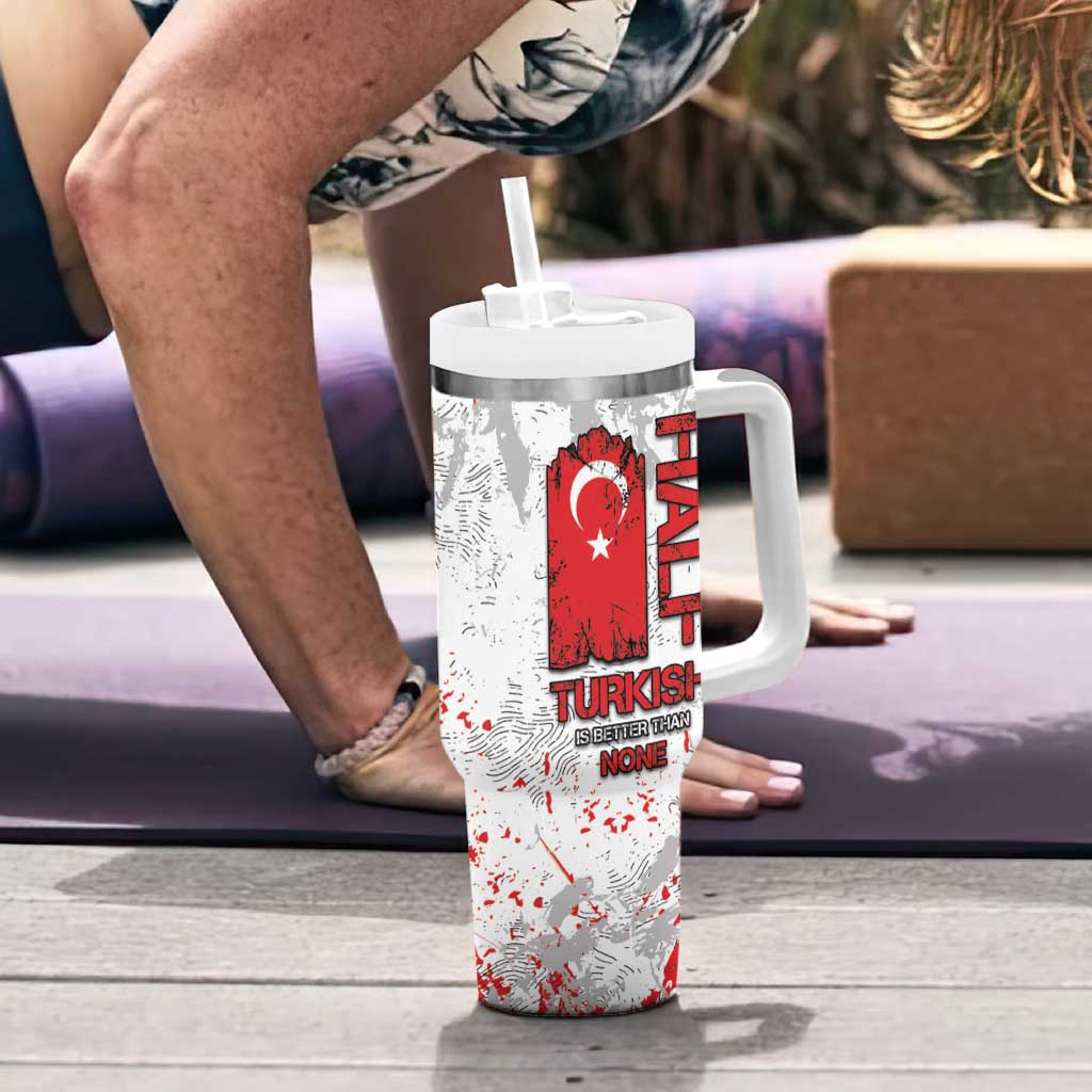 Turkey Tumbler With Handle Half Turkish Is Better Than None - Wonder Print Shop