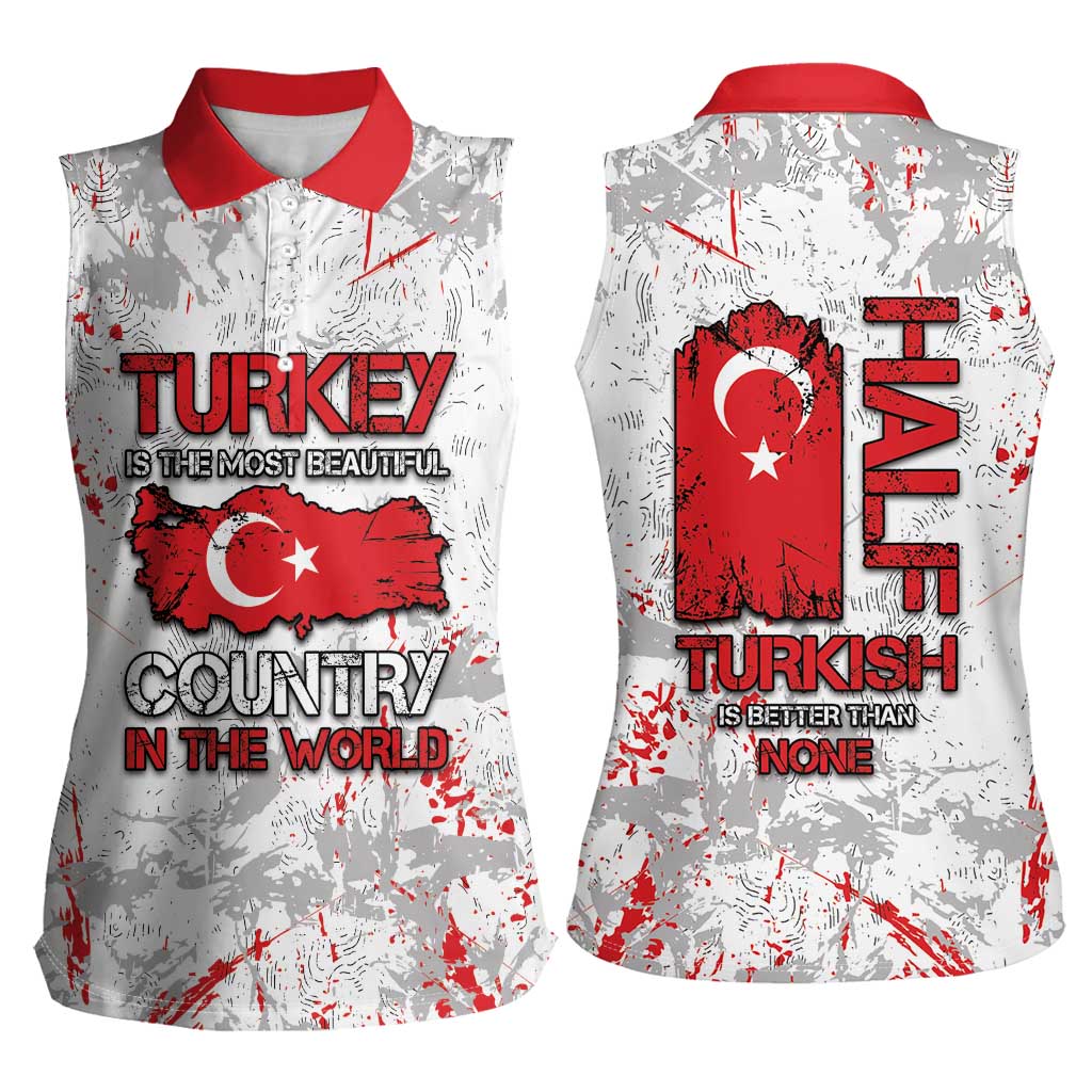 Turkey Women Sleeveless Polo Shirt Half Turkish Is Better Than None - Wonder Print Shop