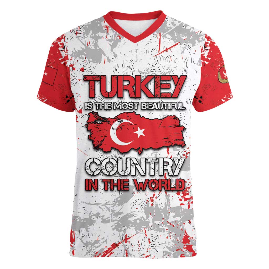 Turkey Women V-Neck T-Shirt Half Turkish Is Better Than None - Wonder Print Shop