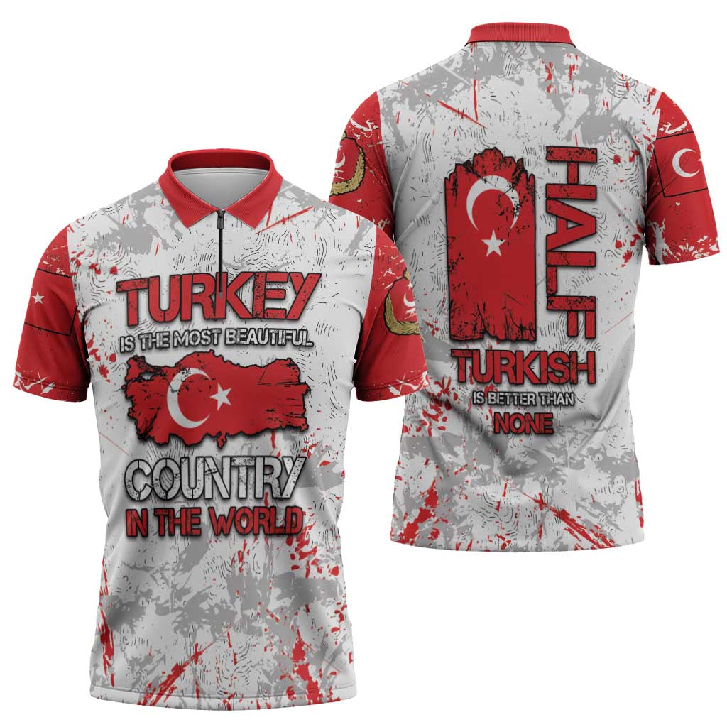 Turkey Zipper Polo Shirt Half Turkish Is Better Than None - Wonder Print Shop