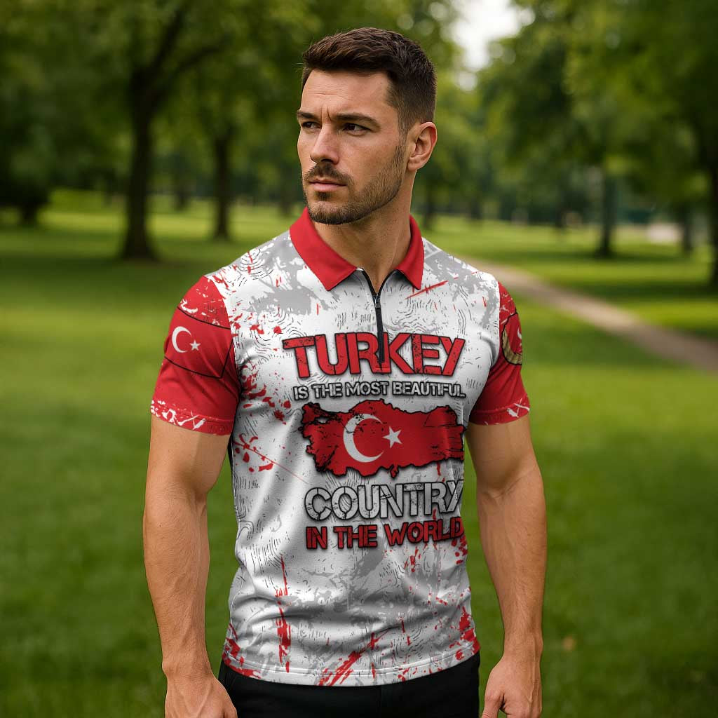 Turkey Zipper Polo Shirt Half Turkish Is Better Than None - Wonder Print Shop