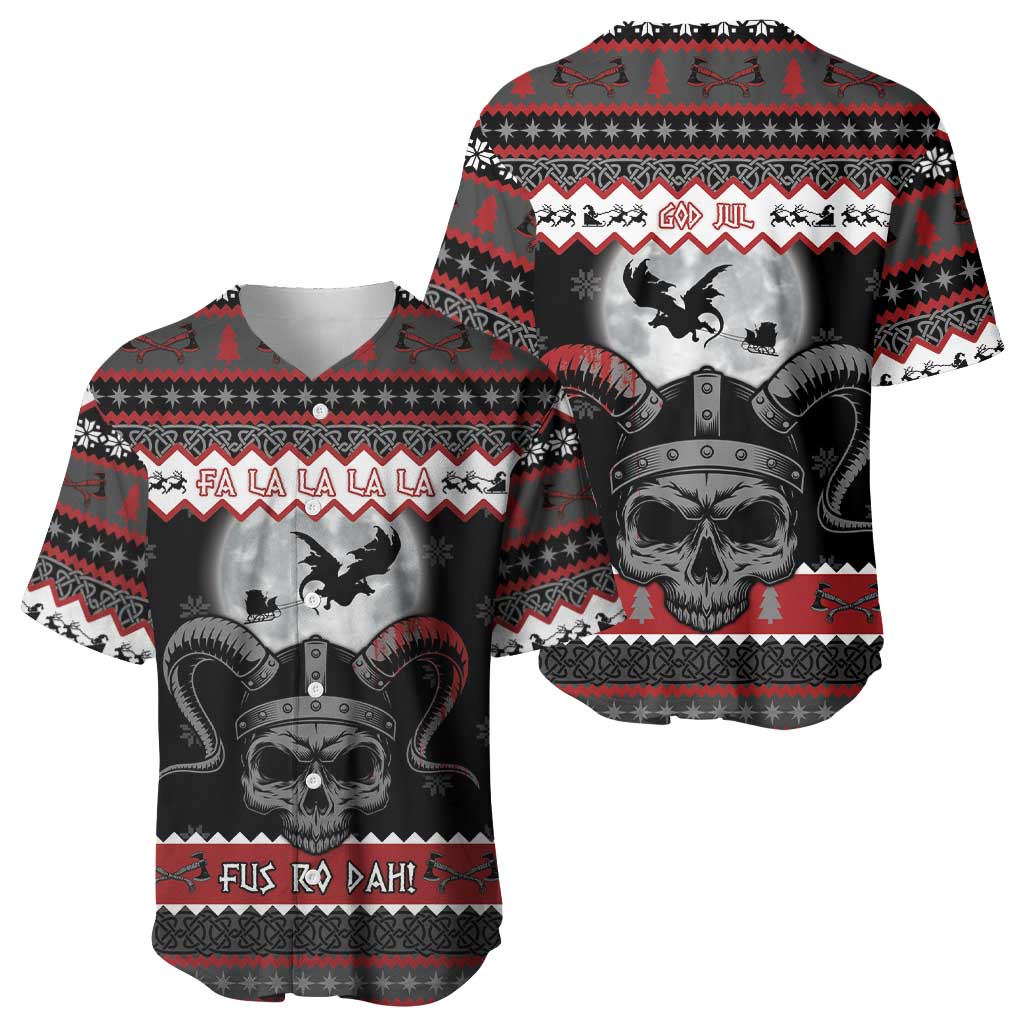Vikings Christmas Baseball Jersey Fa La La La Fus Ro Dah - Wonder Print Shop