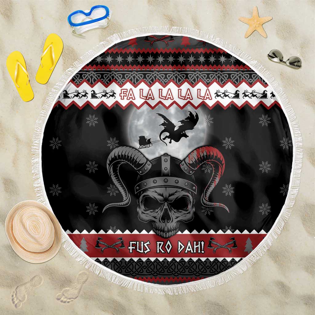 Vikings Christmas Beach Blanket Fa La La La Fus Ro Dah - Wonder Print Shop