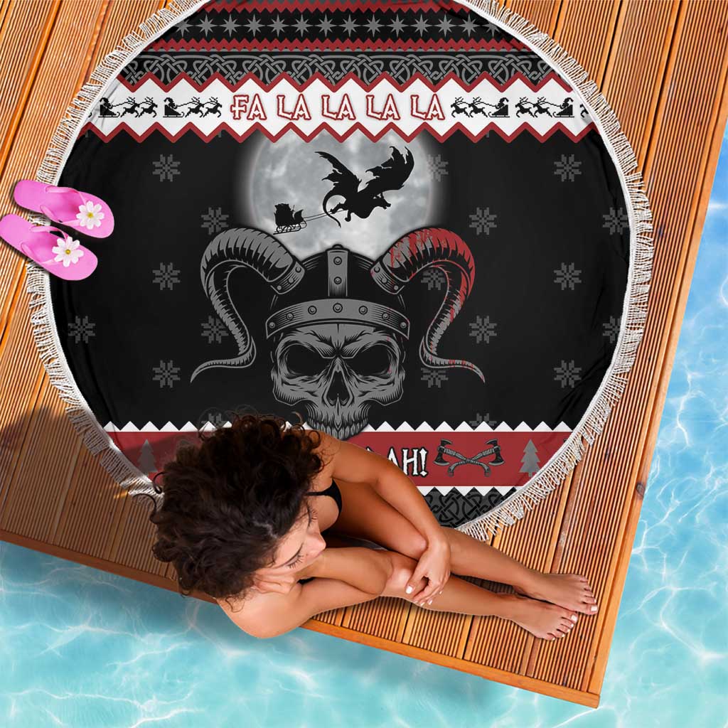 Vikings Christmas Beach Blanket Fa La La La Fus Ro Dah - Wonder Print Shop