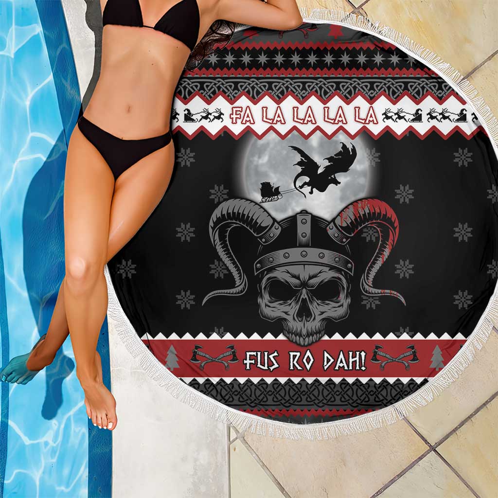 Vikings Christmas Beach Blanket Fa La La La Fus Ro Dah - Wonder Print Shop