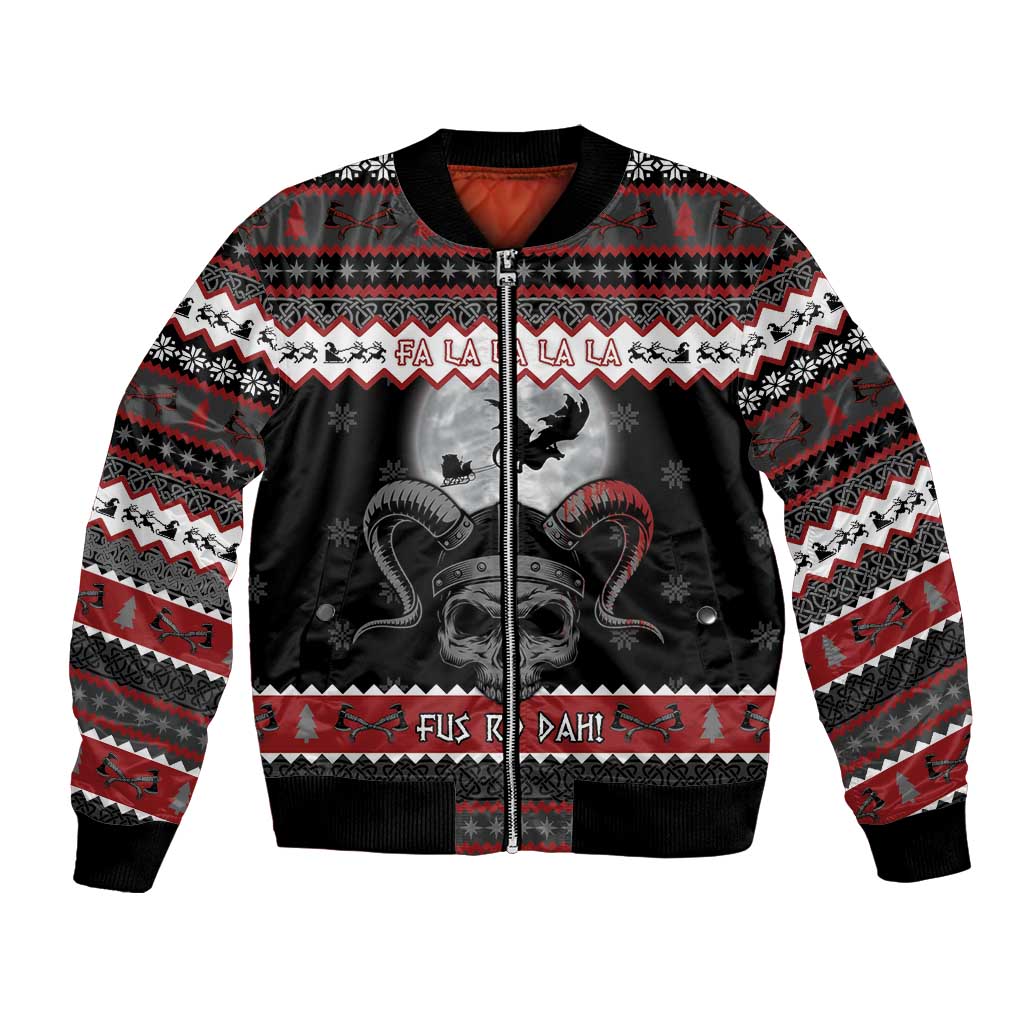 Vikings Christmas Bomber Jacket Fa La La La Fus Ro Dah - Wonder Print Shop