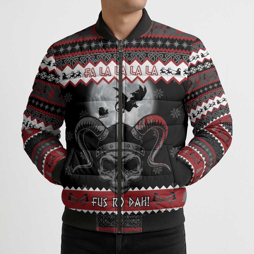 Vikings Christmas Bomber Puffer Jacket Fa La La La Fus Ro Dah - Wonder Print Shop