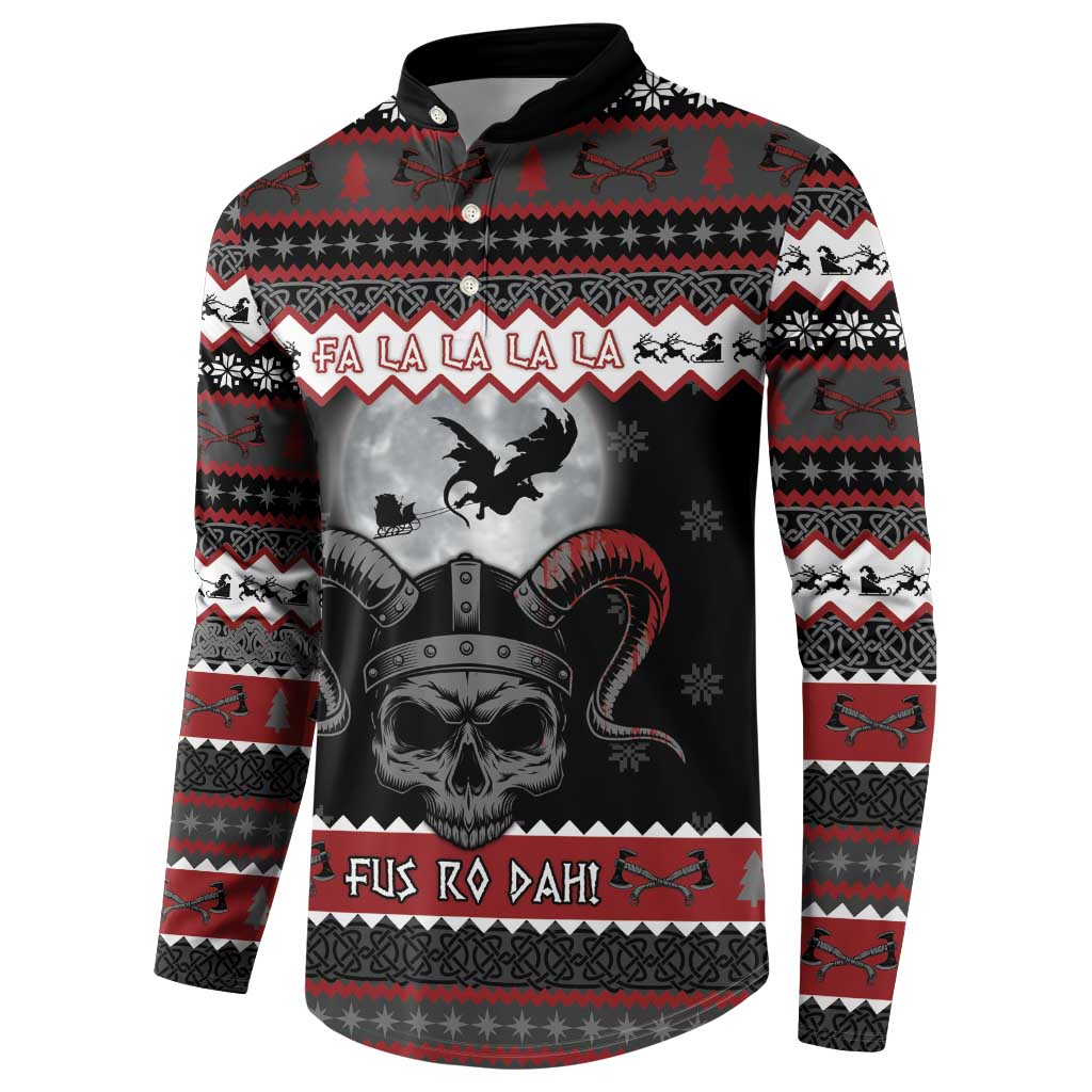 Vikings Christmas Button Sweatshirt Fa La La La Fus Ro Dah - Wonder Print Shop