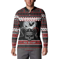 Vikings Christmas Button Sweatshirt Fa La La La Fus Ro Dah - Wonder Print Shop