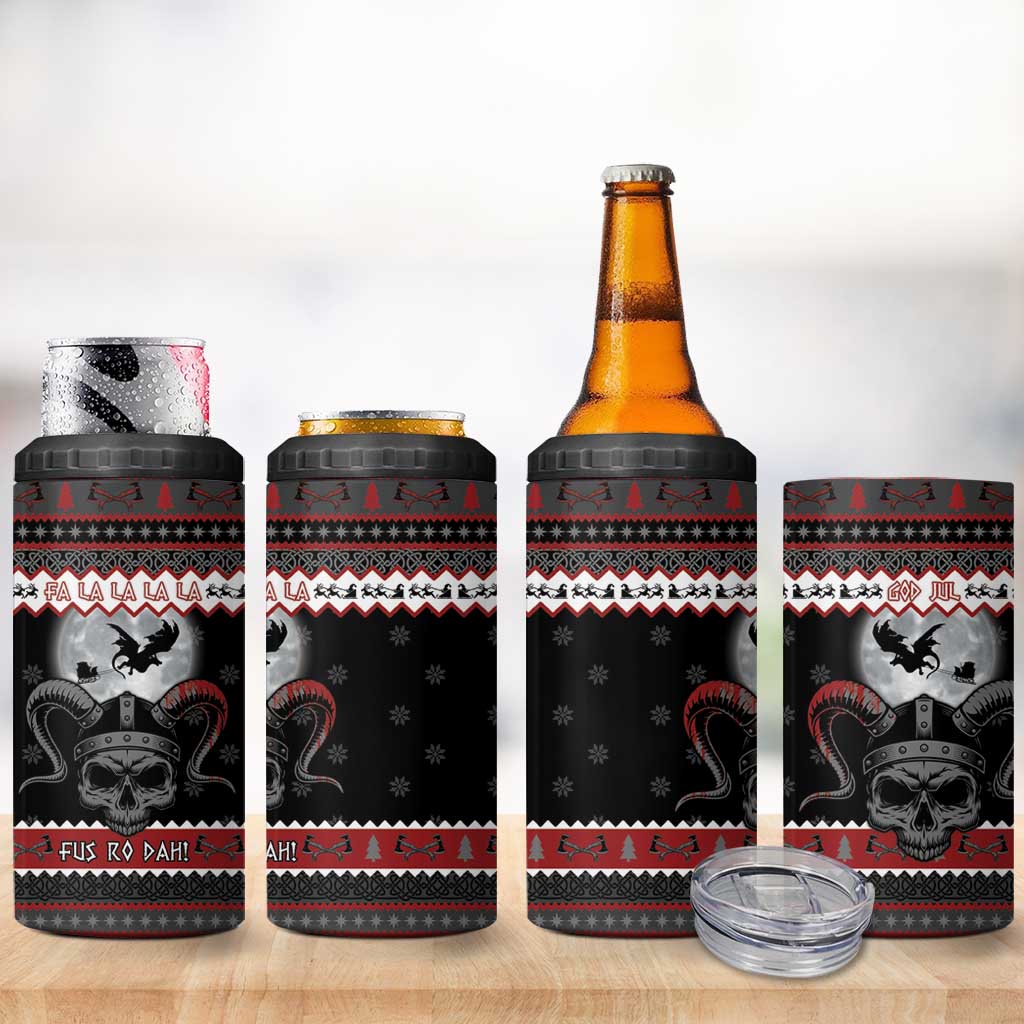 Vikings Christmas 4 in 1 Can Cooler Tumbler Fa La La La Fus Ro Dah - Wonder Print Shop