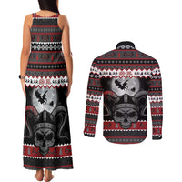 Vikings Christmas Couples Matching Tank Maxi Dress and Long Sleeve Button Shirt Fa La La La Fus Ro Dah - Wonder Print Shop