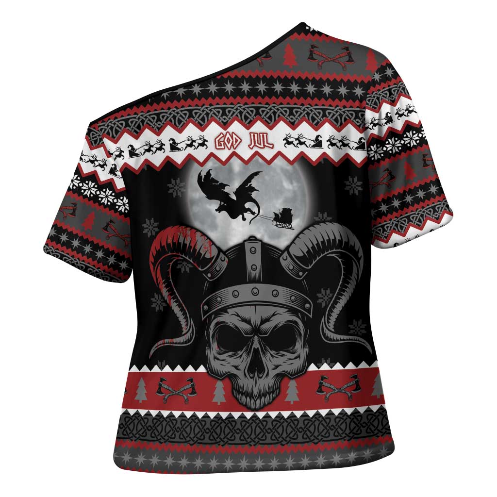Vikings Christmas Cross Shoulder Shirt Fa La La La Fus Ro Dah - Wonder Print Shop